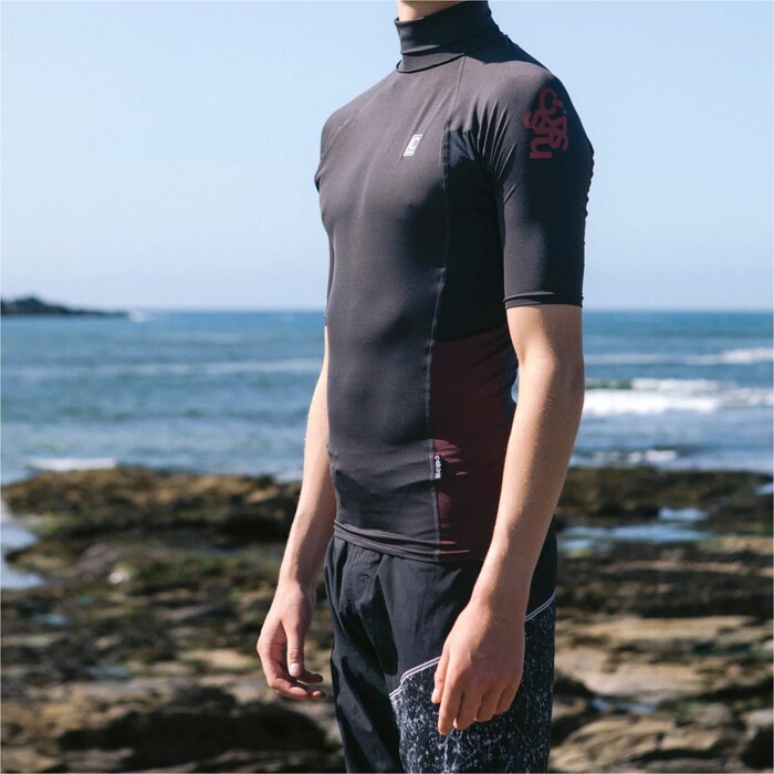 2024 C-Skins Mens NuWave X Short Sleeve Rash Vest C-NLYSSMT - Anthracite / Black / Wine